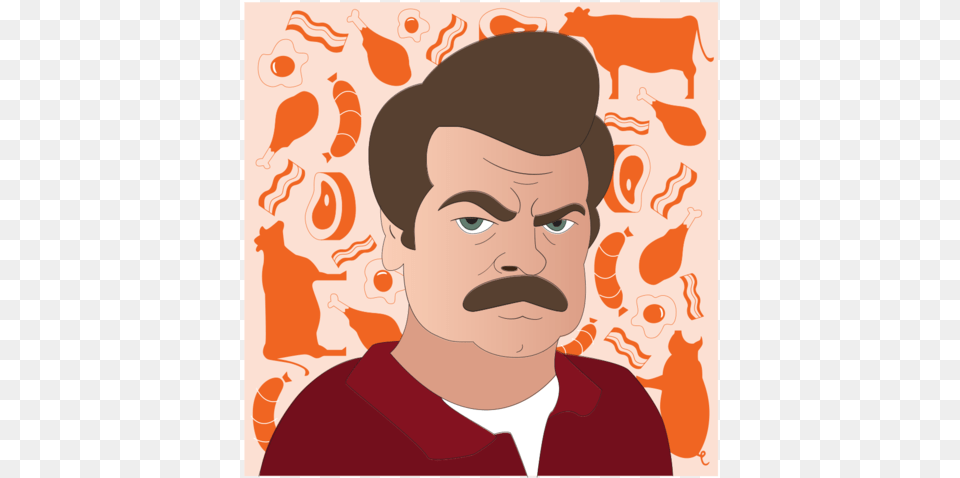 Ron Swanson, Person, Face, Head, Adult Free Png Download