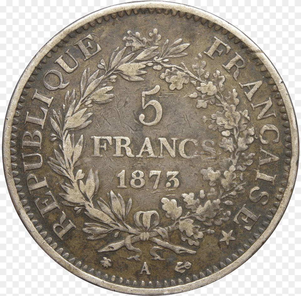 1889 France 5 Francs Silver Crown Sdc Silver 5 Franc Coins, Coin, Dime, Money Png
