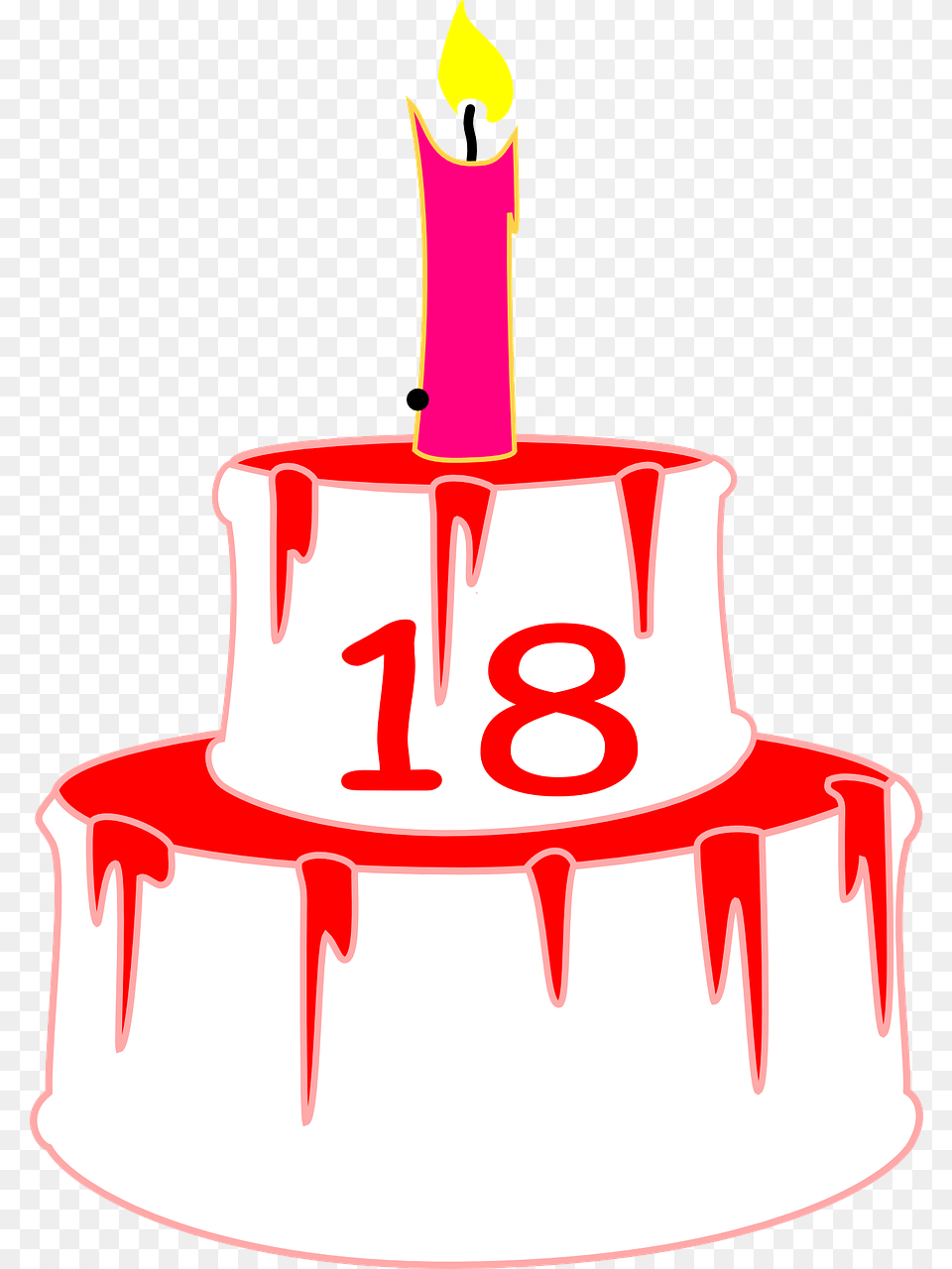 18th Birthday Cake, Birthday Cake, Cream, Dessert, Food Free Png