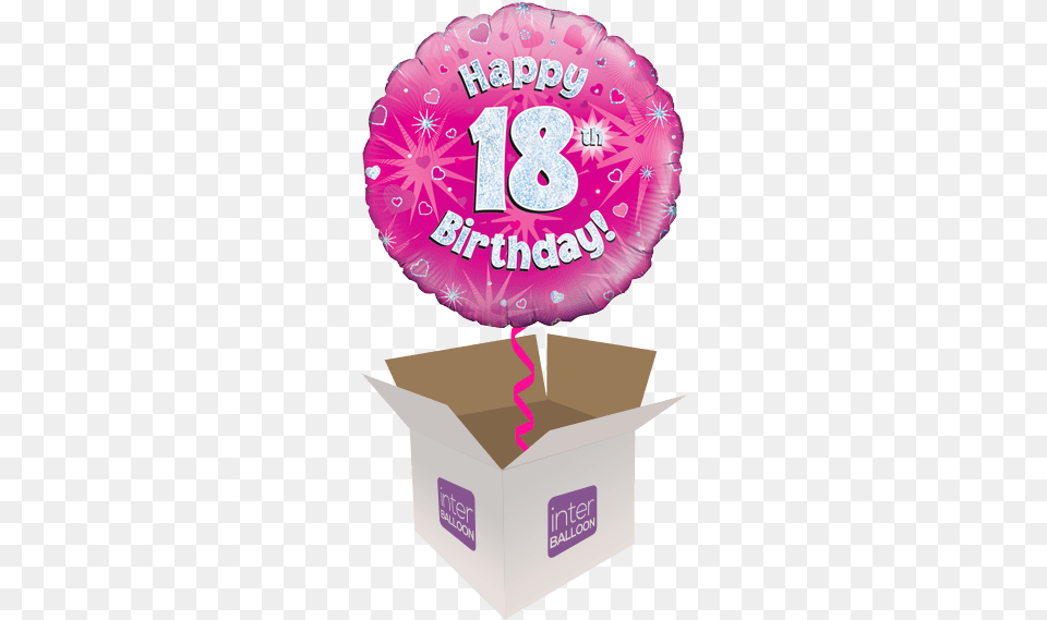 18th Birthday Helium Balloons Delivered In The Uk By 18th Birthday Pink, Box, Balloon, Cardboard, Carton Free Png