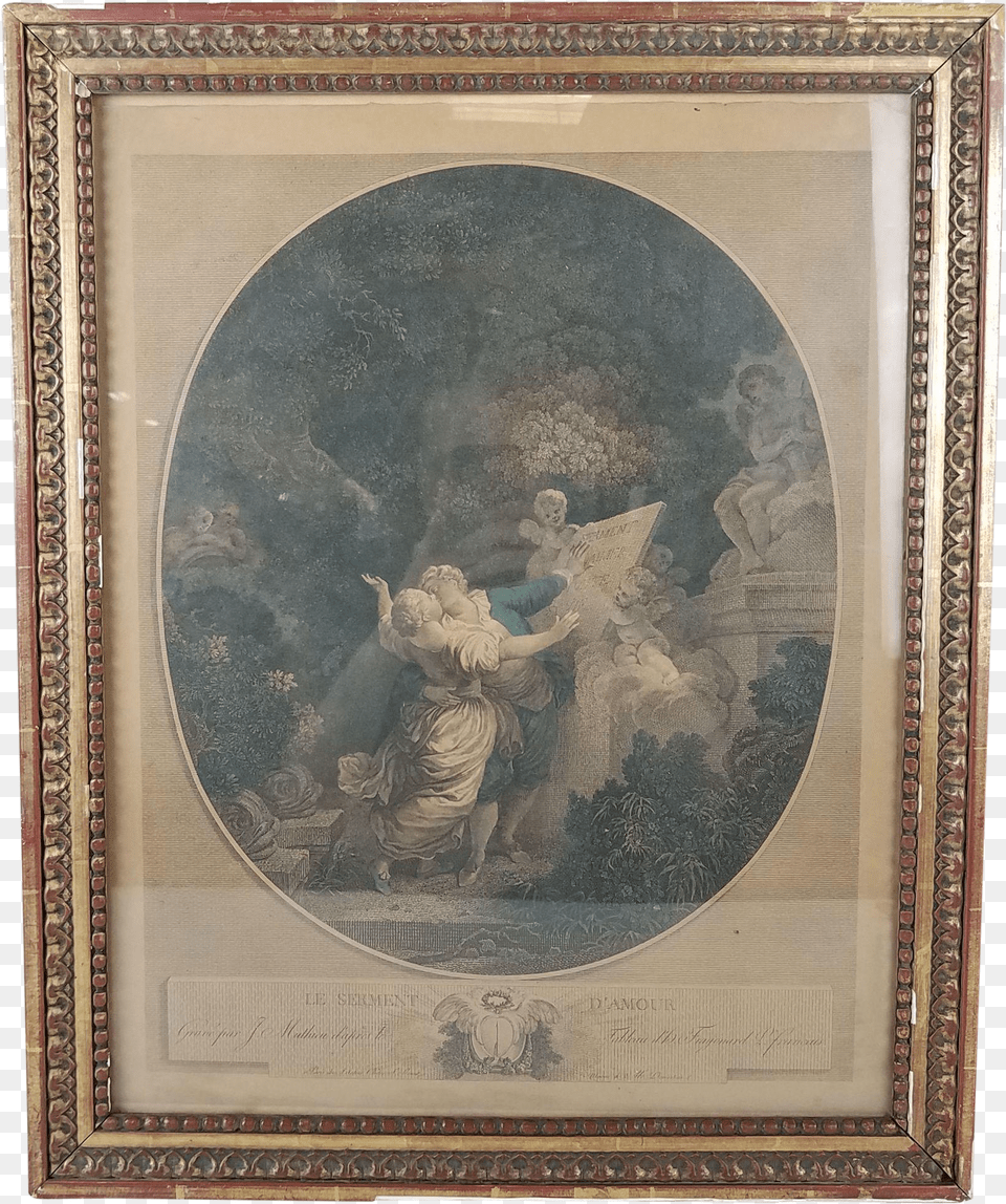 18th Century Antique After Jean Honor Fragonard Le Picture Frame, Heart Png Image