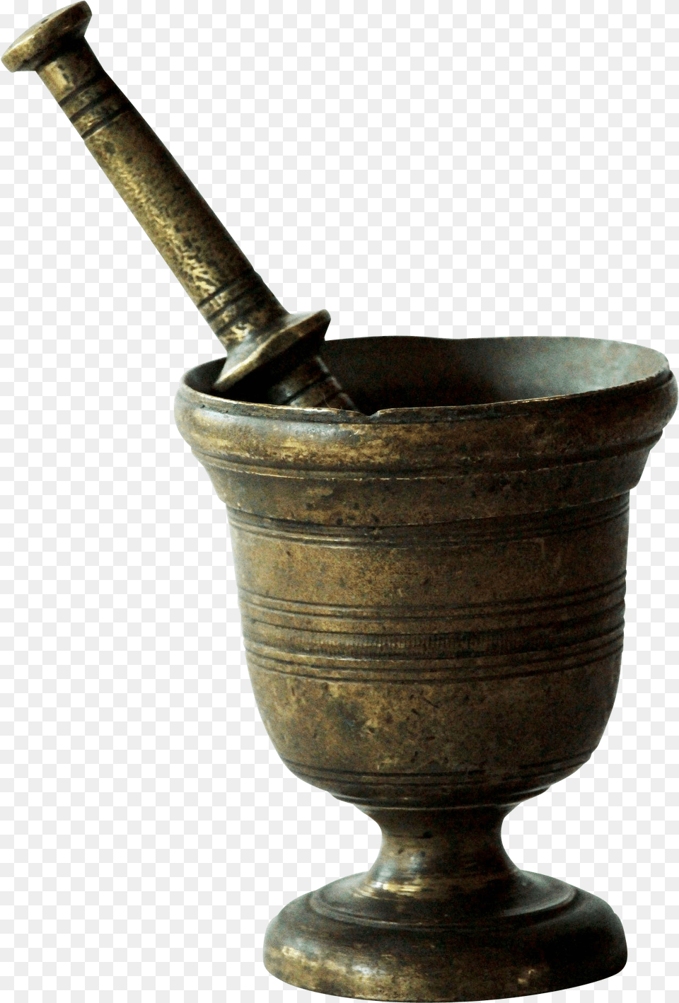 18th Century Antique Brass Apothecary Mortar And Pestle Mortar And Pestle, Cannon, Weapon, Bronze, Blade Png Image