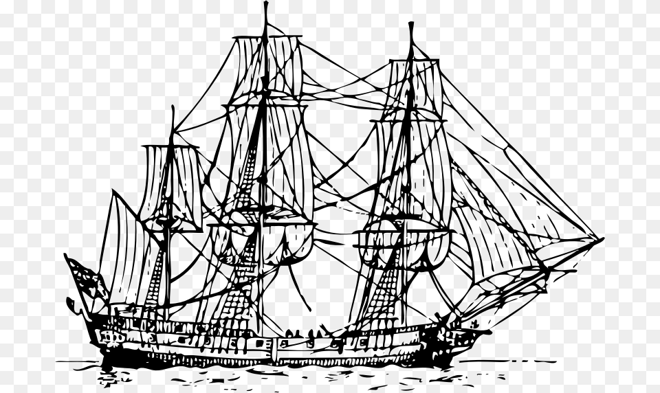 18th Century Corvette Ships, Gray Free Transparent Png