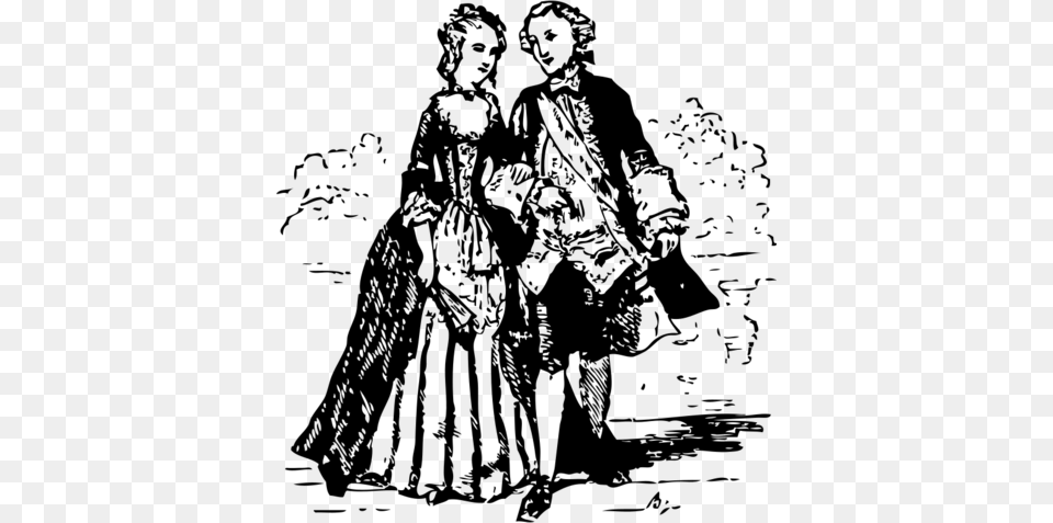 18th Century Couple Simple Past Tense Short Story, Gray Png