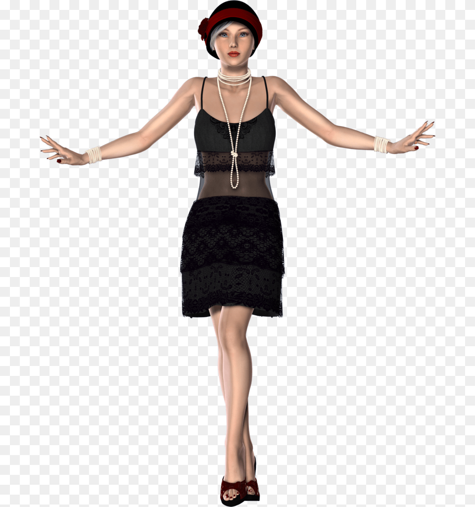 1920s Flapper Fashion Portable Network Graphics Clip 1920s Dress Clipart, Accessories, Person, Necklace, Jewelry Png