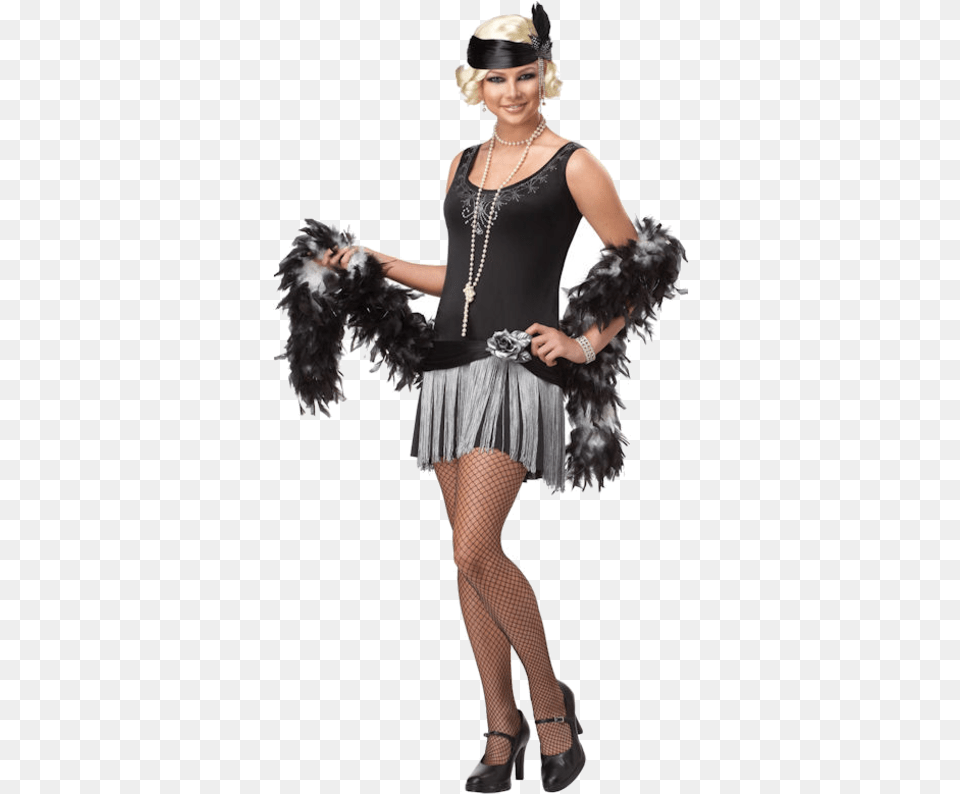 1920s Flapper Halloween Costume Dress Flapper 1920 Fashion, Accessories, Person, Woman, Female Png Image