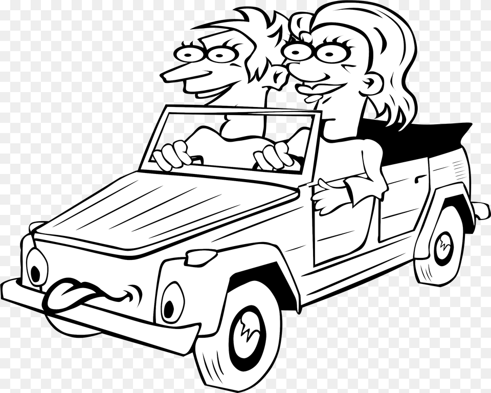 1950s Car Drawing Car With People Drawing Clipart Full Car Drawing With People, Vehicle, Truck, Transportation, Pickup Truck Free Transparent Png