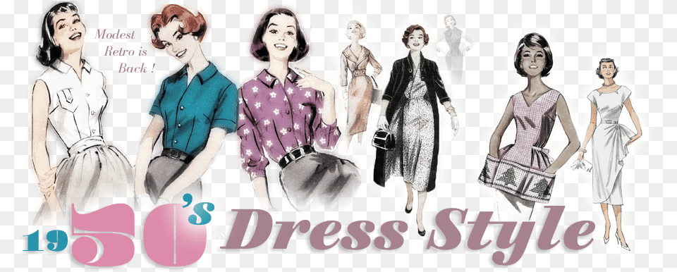 1950s Dress Style Vintage Clothing, Woman, Publication, Person, Female Png