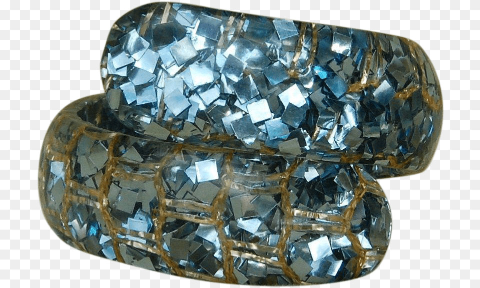 1950s Wrap Style Clamper Bracelet Made Of Lucite Embedded Blue Metallic Confetti, Accessories, Diamond, Gemstone, Jewelry Free Png Download