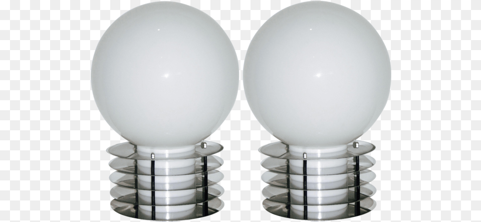 1960s Italian Double Lighted Glass And Chrome Table Sphere, Light, Lamp, Lightbulb Png
