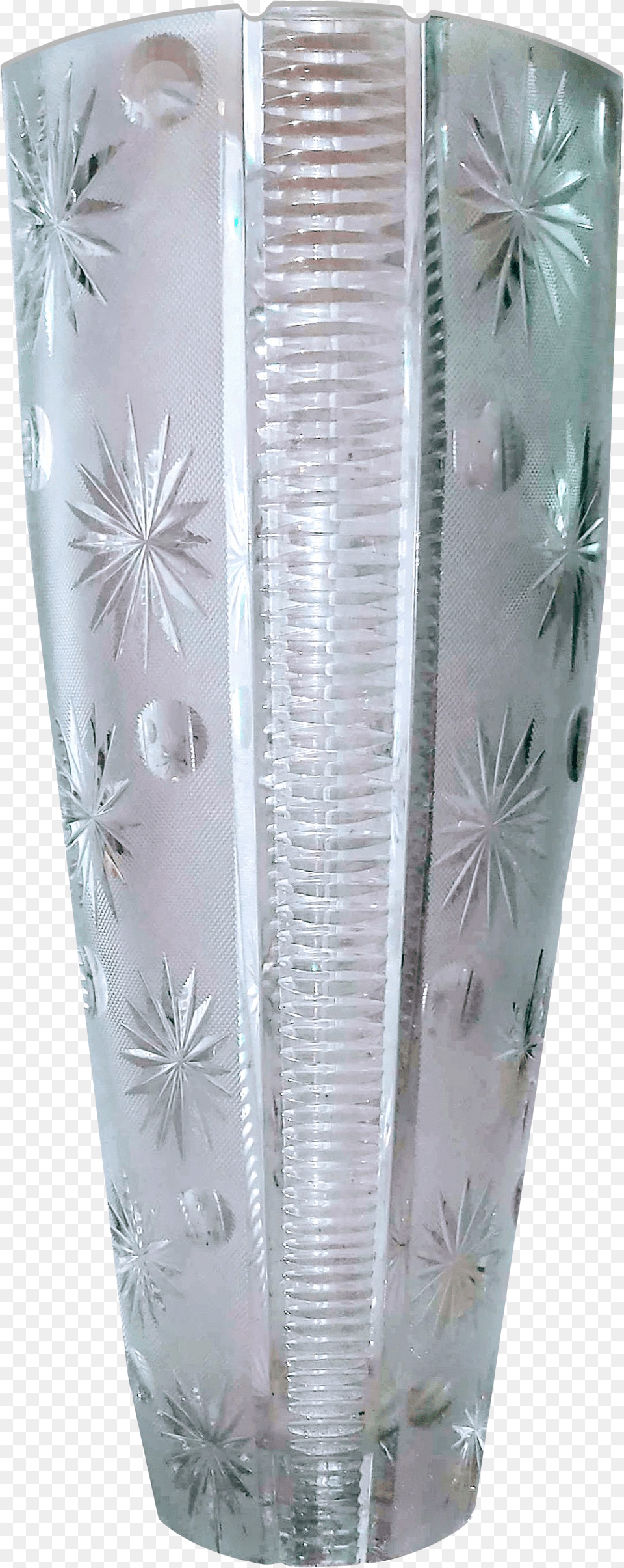 1960s Monumental Bohemian Full Lead Crystal Starburst Astro Cut Floor Vase Vase, Jar, Pottery, Tape Png Image