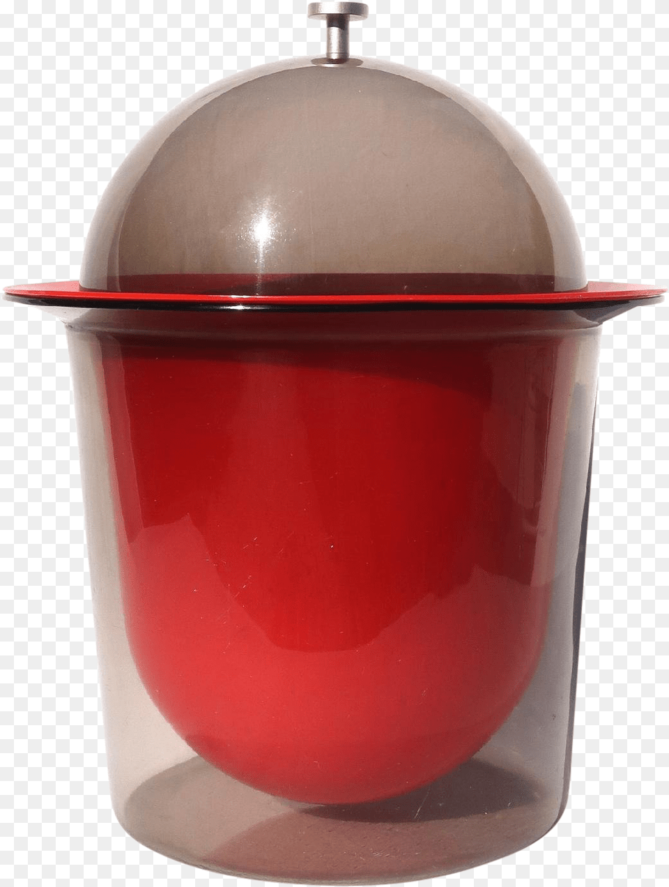 1960s Red U0026 Smoked Acrylic Ice Bucket Lid, Jar, Pottery, Cookware, Pot Png Image