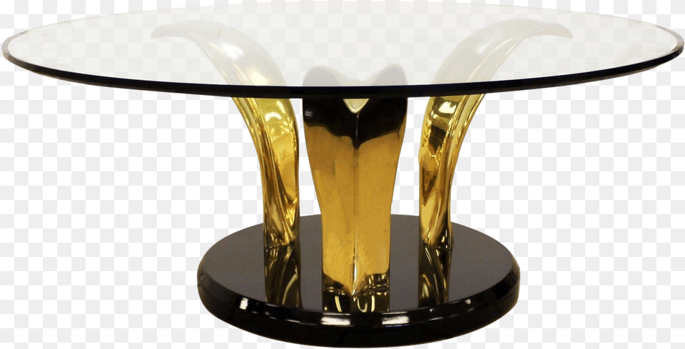 1970s Mid Century Modern Palm Leaf Glass Brass Black Coffee Table, Coffee Table, Furniture, Tabletop, Dining Table Free Png