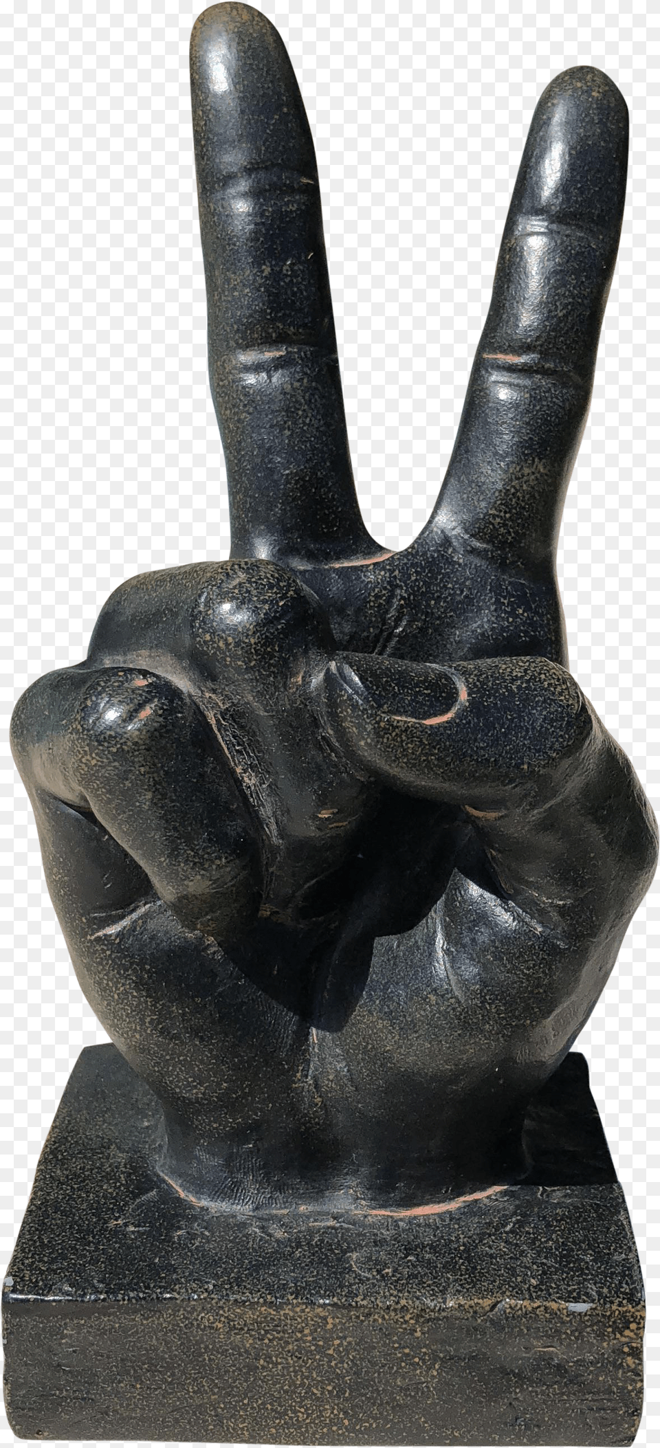 1980s Realism Resin Human Hand Peace Sign Sculpture Sculpture, Body Part, Finger, Person, Smoke Pipe Png