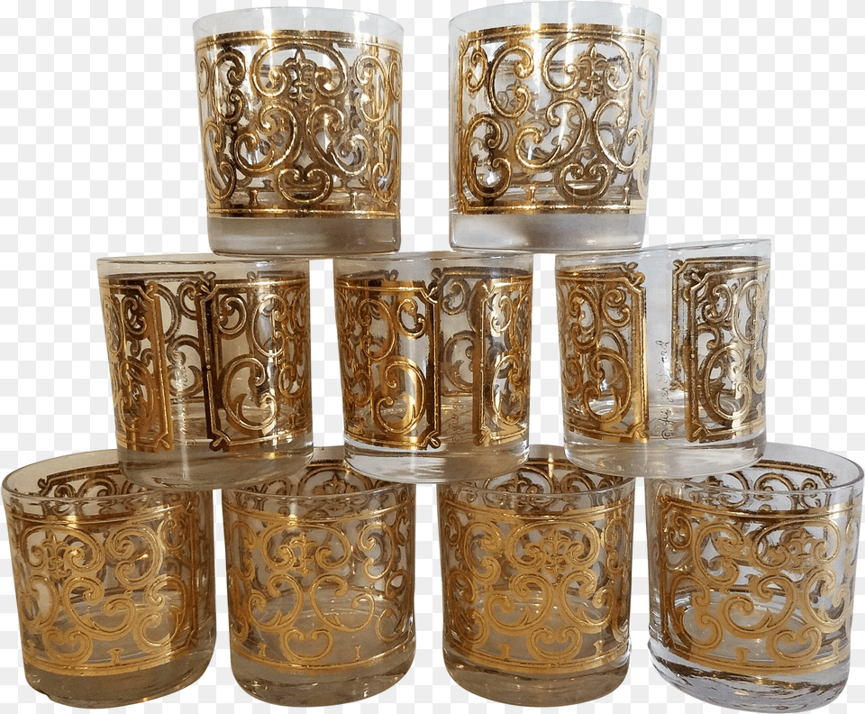 1980s Vintage George Briard Fleur De Lis Tumblers Set Free Png