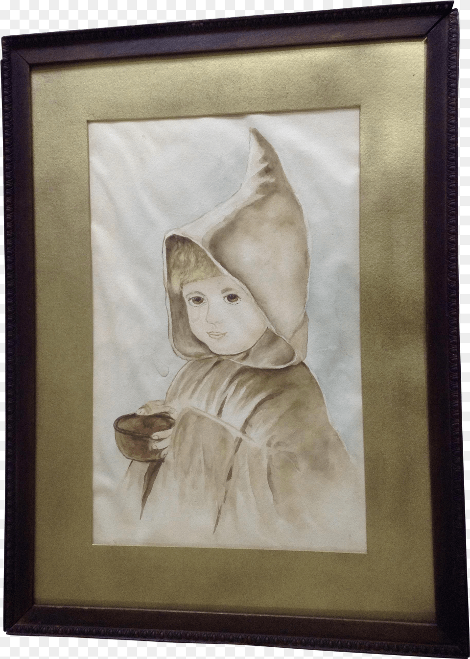 19th Century Beautiful Hooded Girl Watercolor Painting Picture Frame, Art, Baby, Person, Head Free Transparent Png