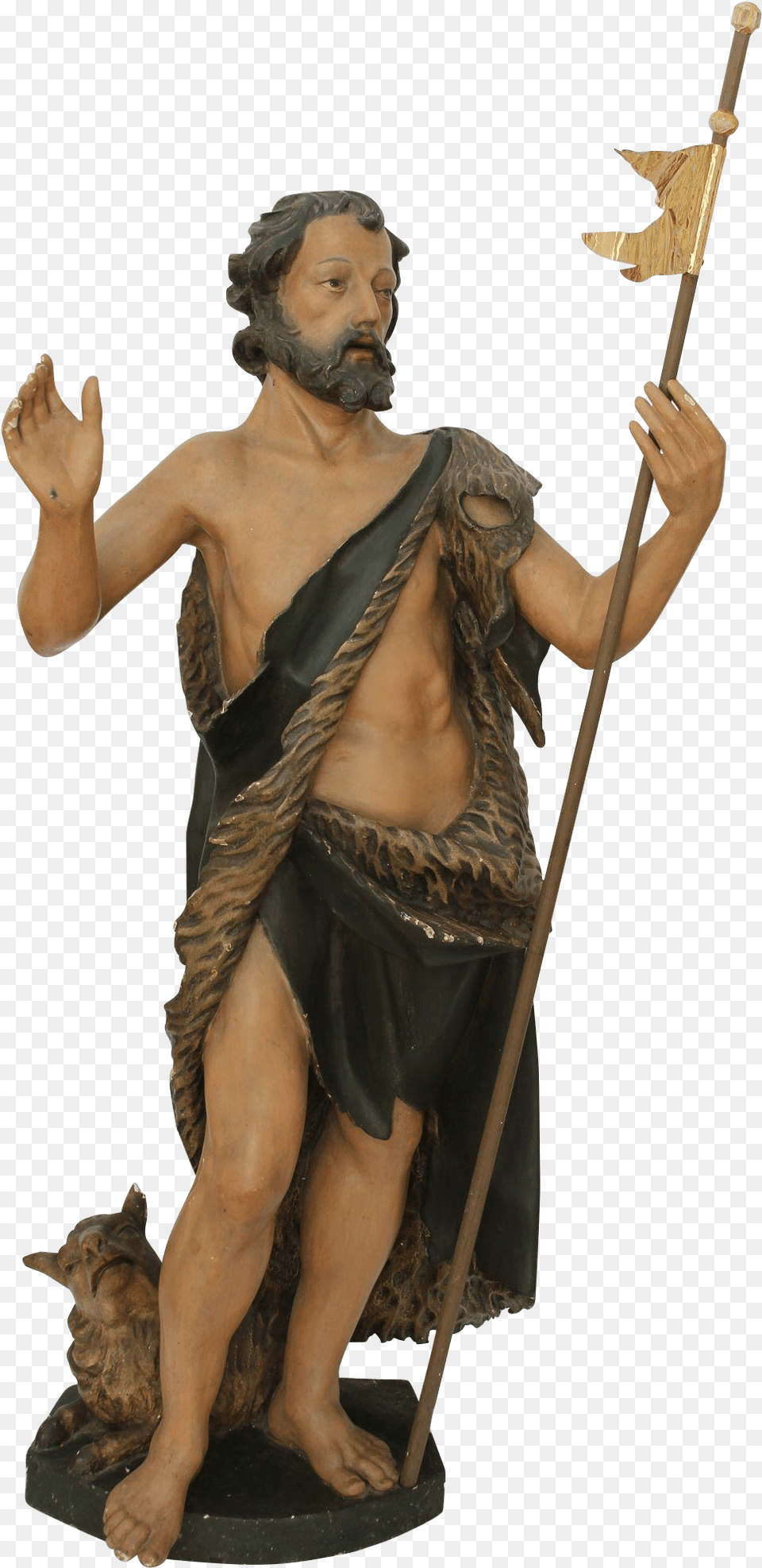 19th Century Tall Statue Of St John The Baptist St John The Baptist Statue For Sale, Bronze, Weapon, Spear, Adult Free Png