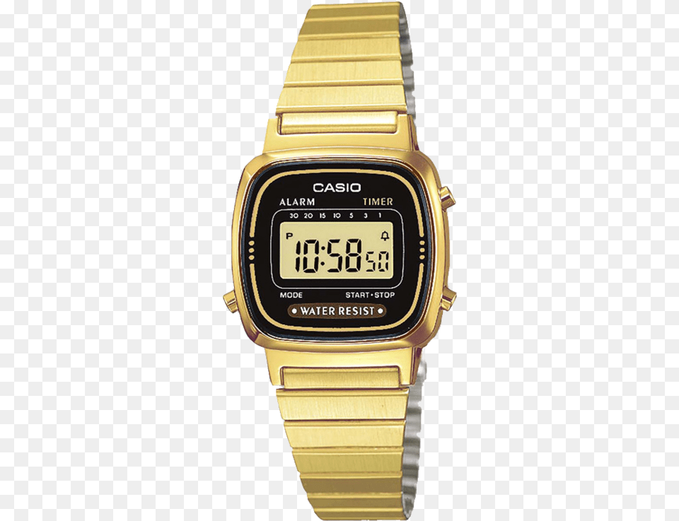 1df Casio Gold U0026 Black Ladies Digital Watch Casio Gold Watch With Diamonds, Wristwatch, Electronics, Screen, Monitor Free Png