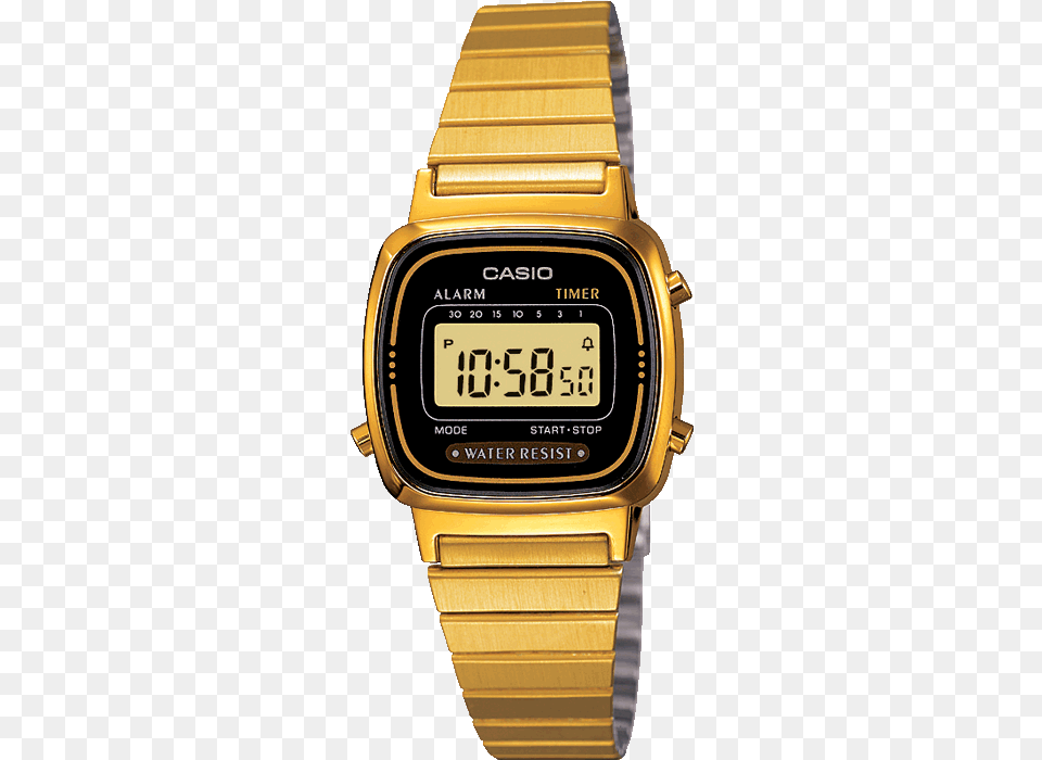 1ef Casio Gold Water Resist, Wristwatch, Electronics, Digital Watch, Person Png Image