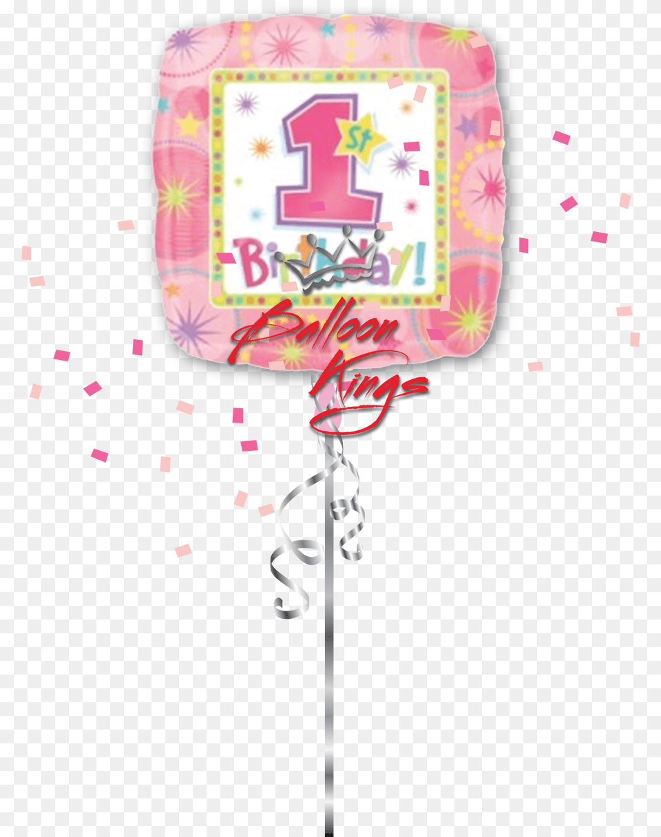 1st Birthday Girl Square Balloon, Birthday Cake, Cake, Cream, Dessert Png