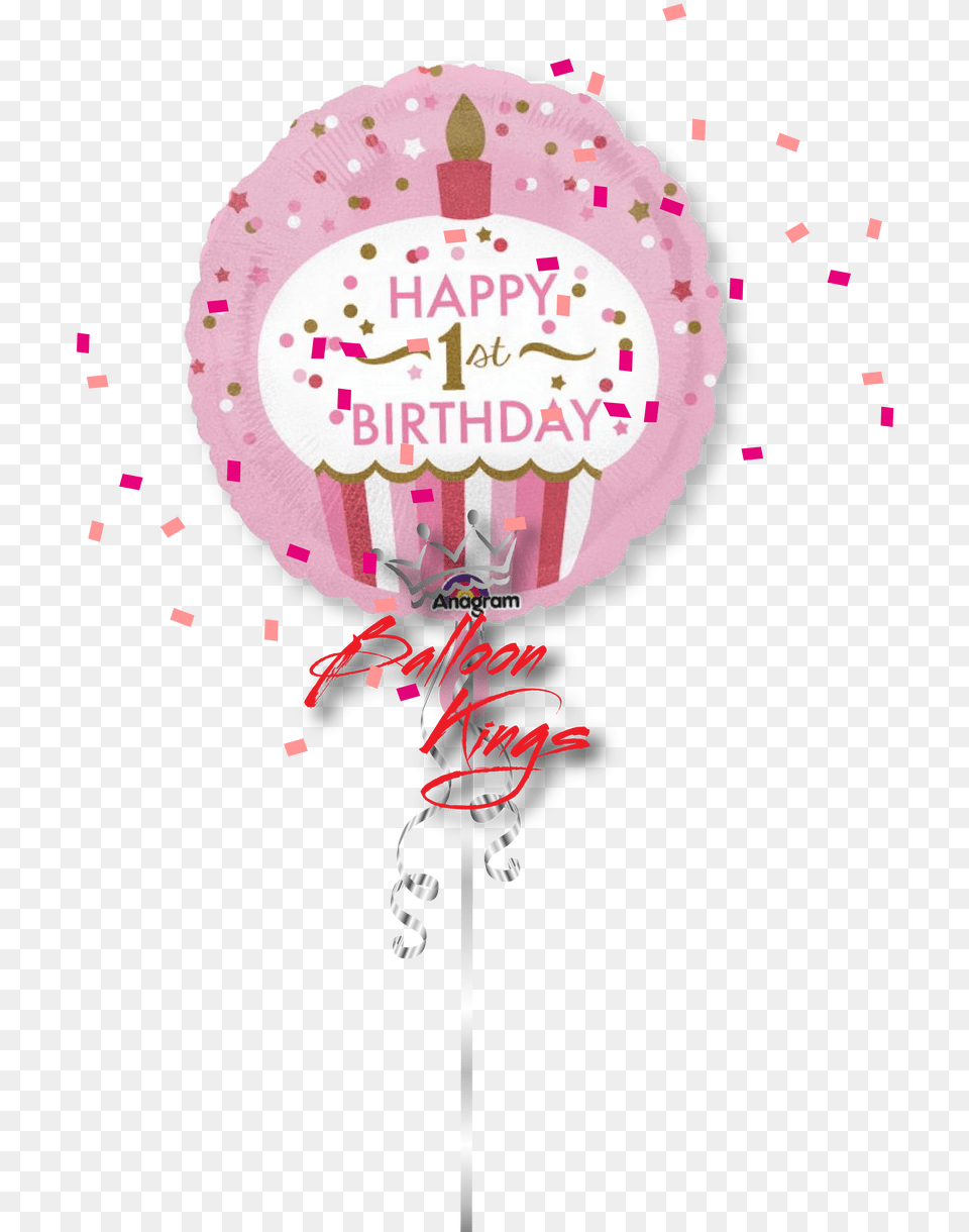 1st Birthday Little Girl Cupcake First Birthday Balloon, Birthday Cake, Cake, Cream, Dessert Png