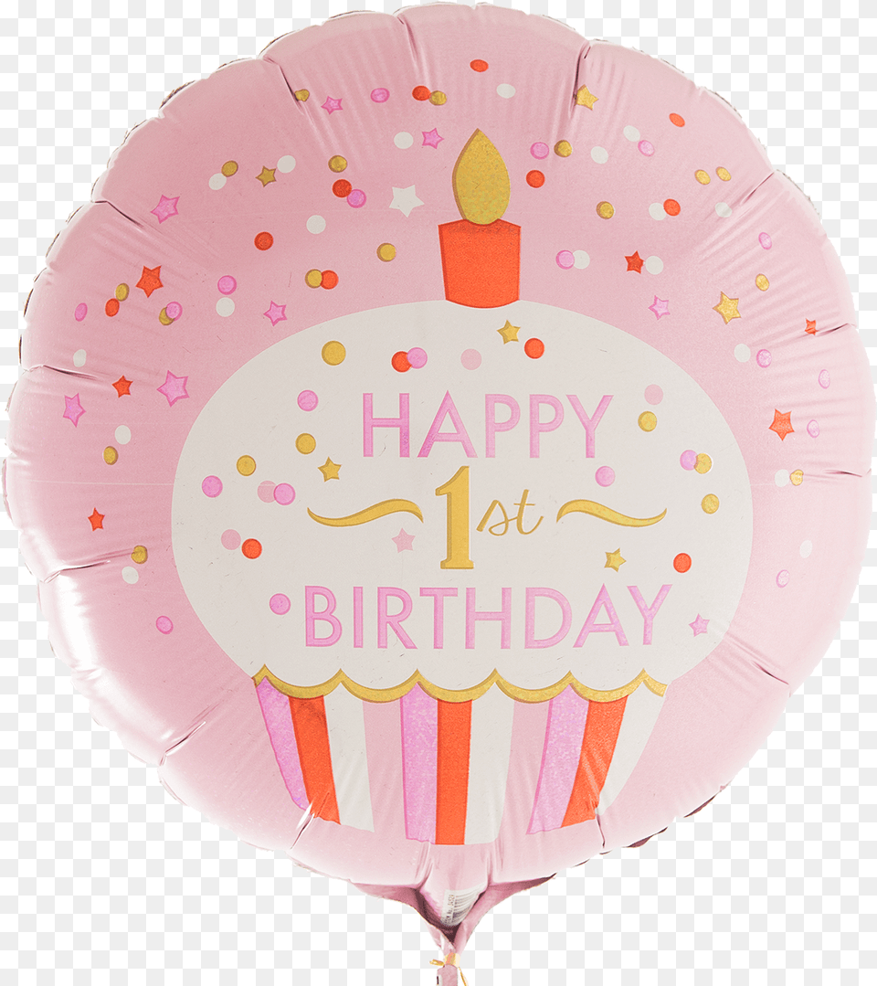 1st Birthday Pink Cupcake 18quot 18quot 1st Birthday Cupcake Boy Balloon Mylar Balloons, Food, Dessert, Cream, Cake Free Transparent Png