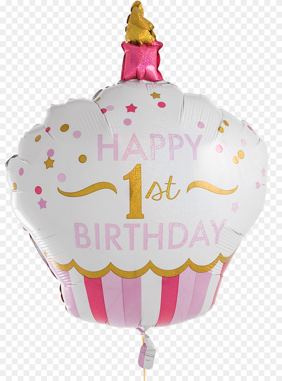 1st Birthday Pink Cupcake Supershape Hot Air Balloon, Birthday Cake, Cake, Cream, Dessert Free Transparent Png