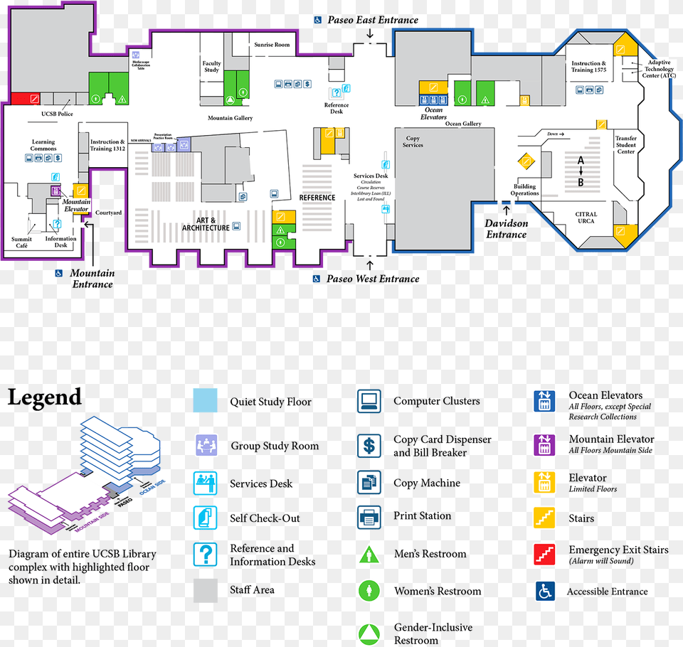 1st Floor Map Ucsb Library, Diagram Png