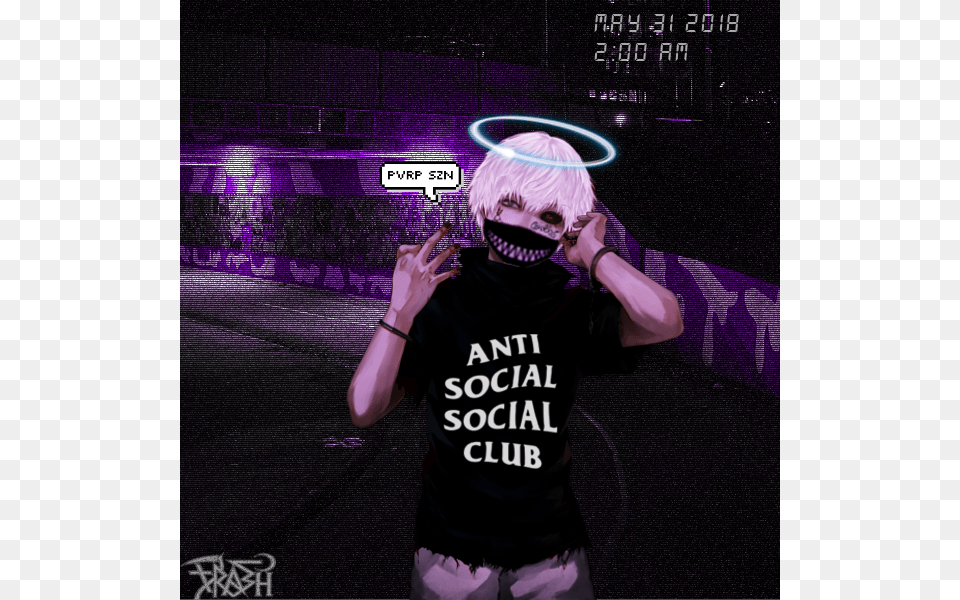 2 Anti Social Social Club Aesthetic, Clothing, T-shirt, Adult, Person Free Transparent Png