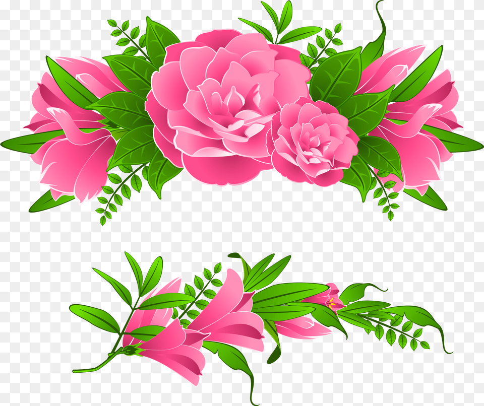 2 Flowers Borders Pink Flowers Border Clip Art, Floral Design, Flower, Graphics, Pattern Free Transparent Png