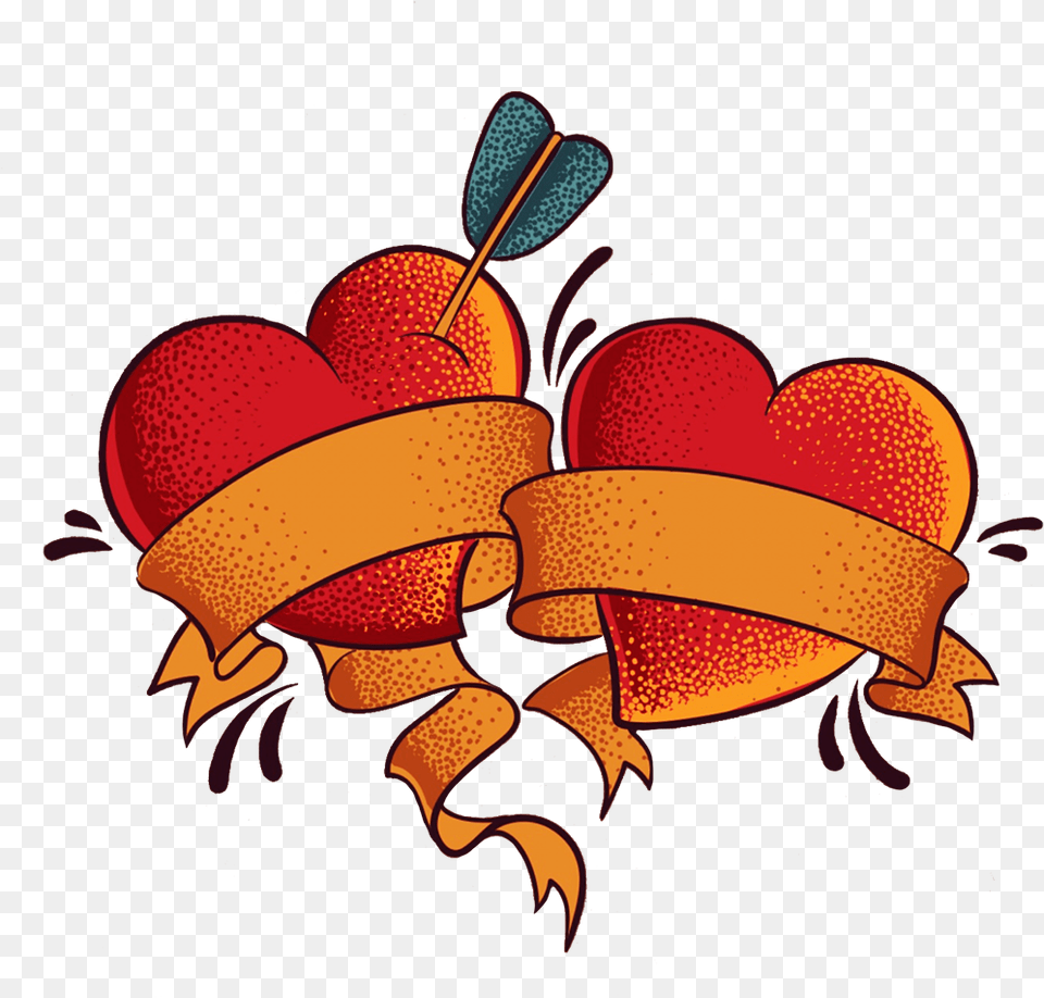 2 Hearts Arrow And Ribbons Portable Network Graphics, Cartoon, Animal, Bee, Insect Png