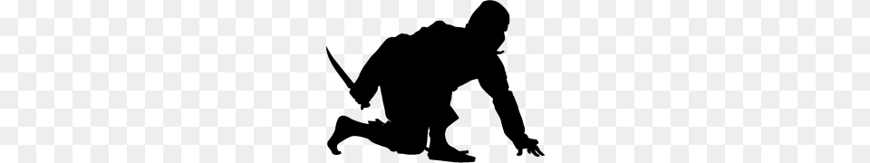 2 Ninja High Quality, Silhouette, Kneeling, Person, Animal Free Png Download