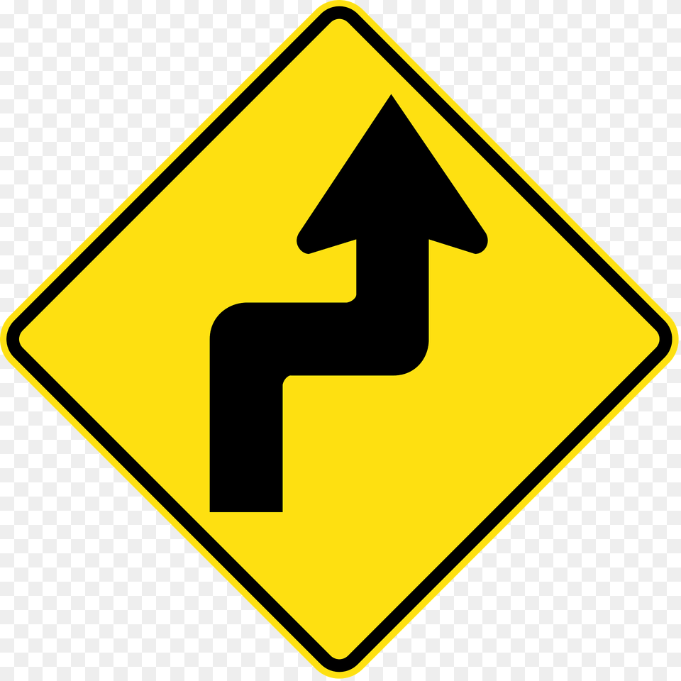 2 Reverse Curve Greater Than 60 Degrees First To Right Clipart, Sign, Symbol, Road Sign Png