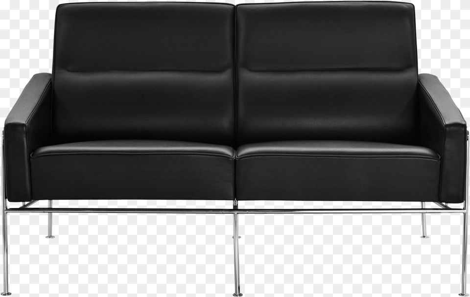 2 Seater Black Elegance Leather Arne Jacobsen Lder Sofa, Couch, Furniture, Chair Png Image
