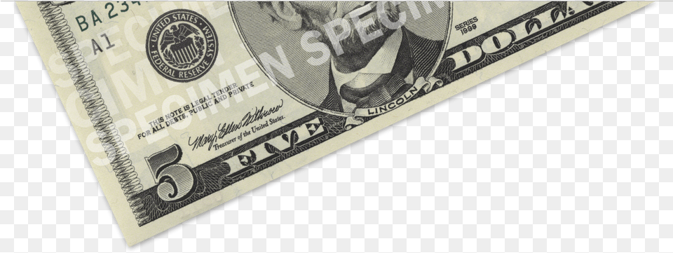 2000 5 Raised Printing Three Five Dollar Bills, Money, Person Png Image