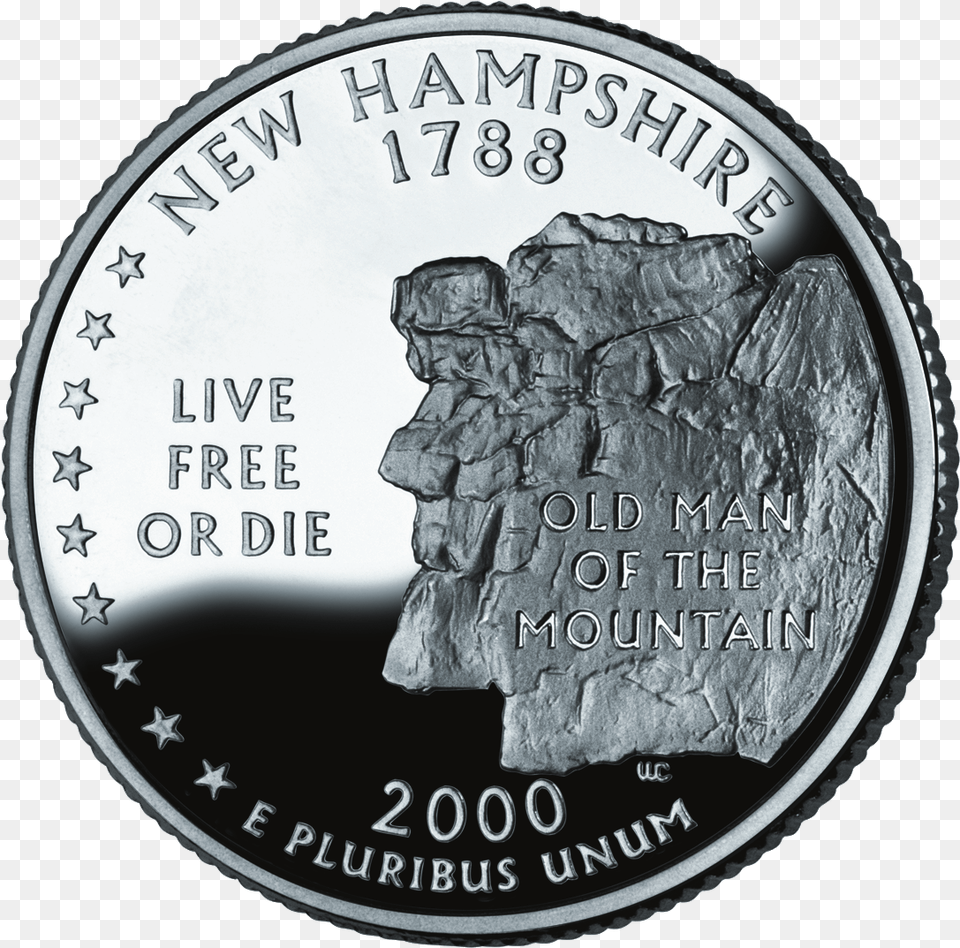 2000 Nh Proof New Hampshire State Quarter, Coin, Money, Nickel, Baby Free Png