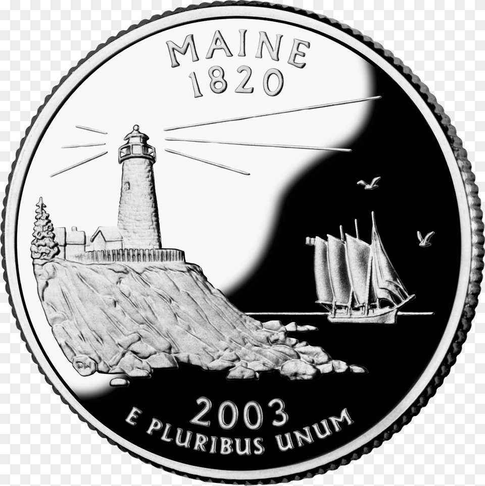 2003 Me Proof Maine State Quarter, Coin, Money Png Image