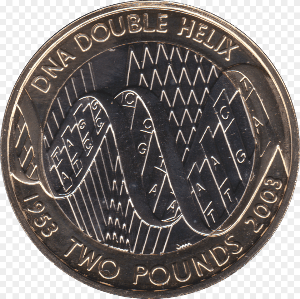 2003 Two Pound Bu 2 Dna Helix, Coin, Money, Nickel, Machine Png