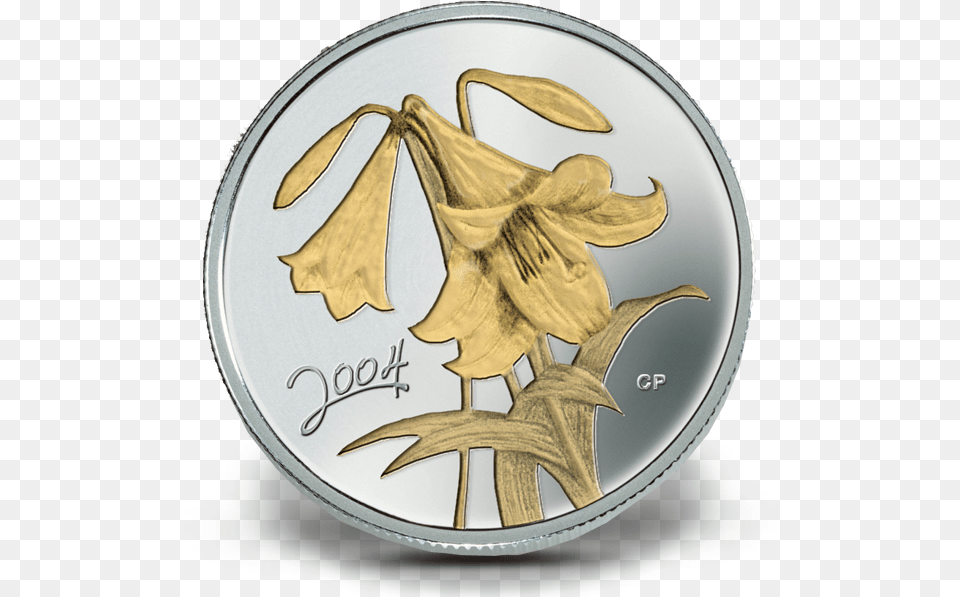 2004 Sterling Silver 50 Cent Coin Golden Flower Series, Accessories, Animal, Bird, Money Png
