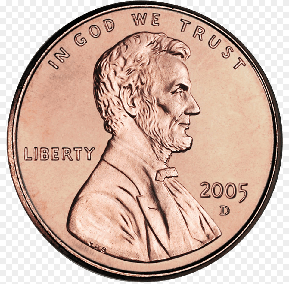 2005 Penny Uncirculated Obverse Cropped Penny Coin, Adult, Male, Man, Person Free Png