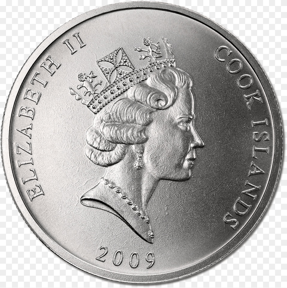 2009 1 Oz Cook Islands Platinum 01 1 Oz Silver 2009 Cook Islands, Coin, Money, Face, Head Free Png