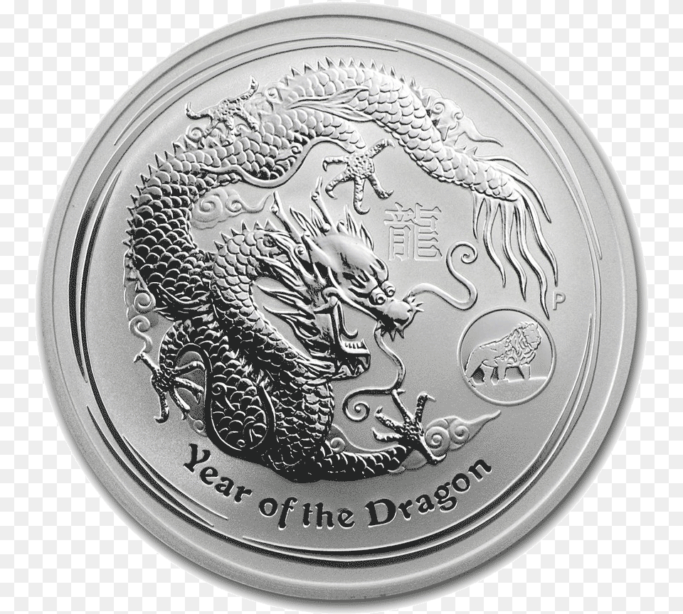 2012 Australian Lunar Dragon Lion Privy Silver Coin 1oz Chinese New Year 2011, Money, Plate Png Image