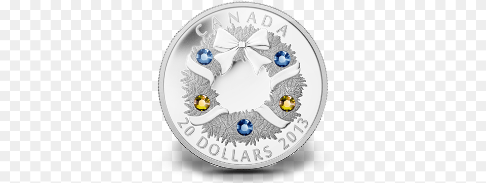 2013 Holiday Wreath 1 Oz Fine Silver Coin Royal Canadian Mint 2009 Swarovski, Birthday Cake, Cake, Cream, Dessert Png Image