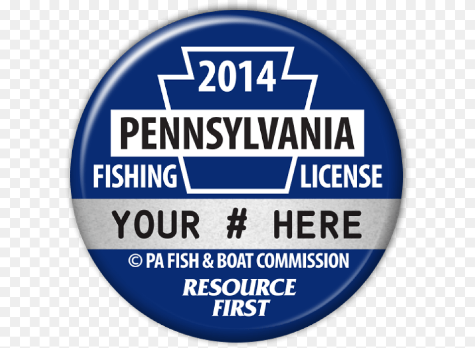 2014 Blue Fishing License Button Pa Fish Pin Sos, Badge, Logo, Symbol, Disk Free Png Download