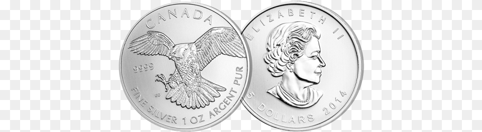 2014 Canadian Silver Peregrine Falcon American Platinum Eagle, Person, Coin, Money, Face Png Image