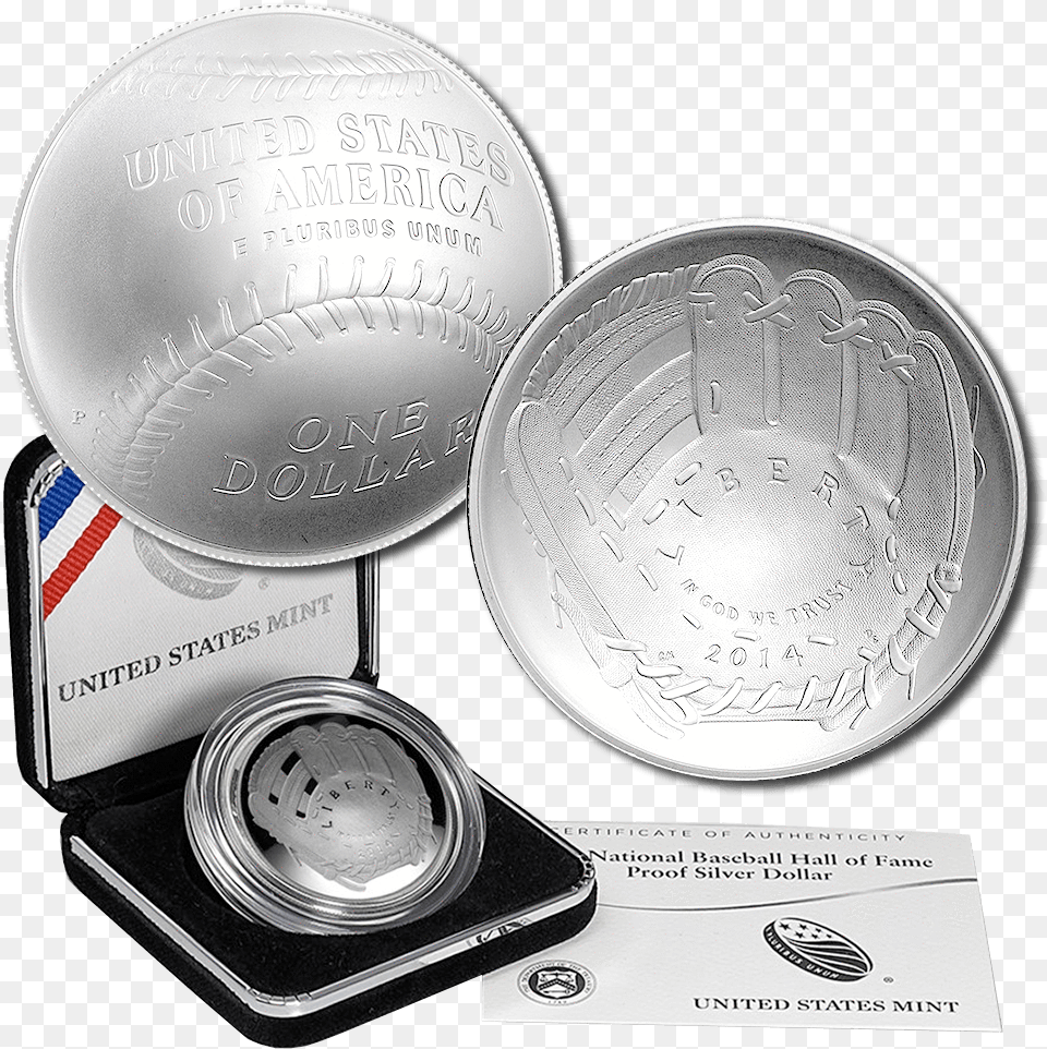 2014 National Baseball Hall Of Fame Bu Half Dollar Coin, Silver, Ball, Plate, Rugby Free Png