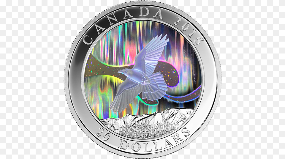 2015 1 Oz Canada Northern Lights Coin, Silver, Animal, Bird, Money Png