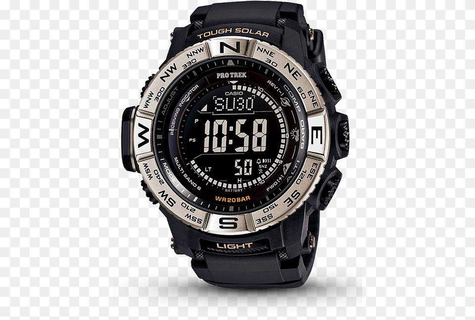 2015 A 200 Meter Water Resistant Model With Triple Casio Prw 3510, Wristwatch, Arm, Body Part, Digital Watch Png