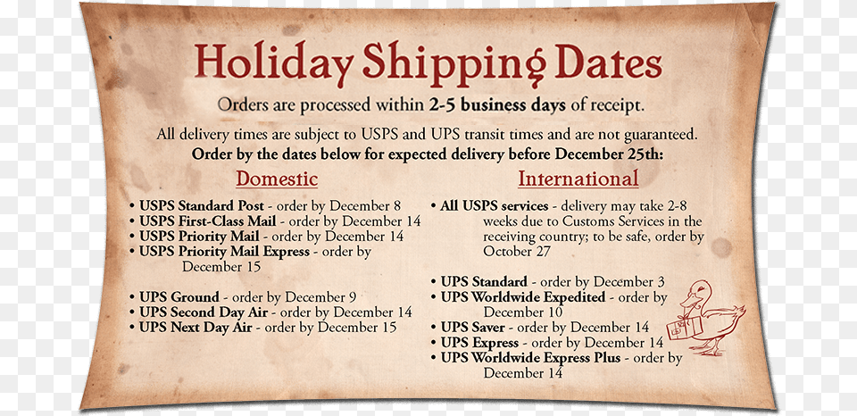 2015 Holiday Shipping Dates Holiday, Book, Publication, Text, Menu Free Transparent Png