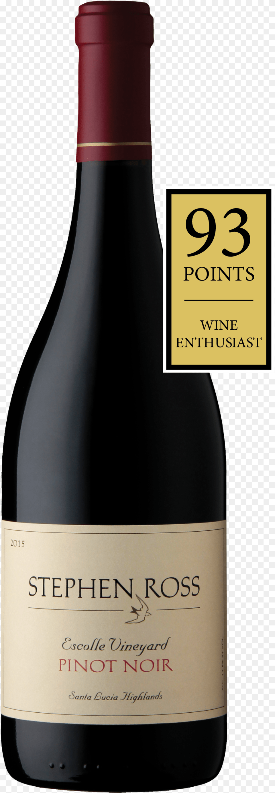 2015 Pinot Noir Escolle Vineyard, Alcohol, Beverage, Bottle, Liquor Png Image